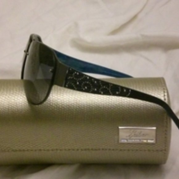 Judith Leiber Mosaic Aviator Onyx Sunglasses